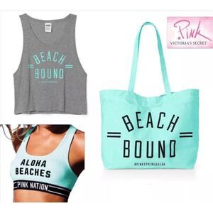 NWT Gorgeous So Vintage Y2K Set 3 Pz Victoria's Secret Tote Bag, Sport Bra & Top